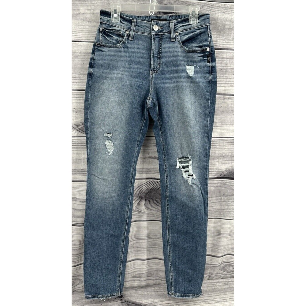 SILVER JEANS CO‎ AVERY SKINNY DISTRESSED JEANS Women's Size 29 X 29 HIGH RISE